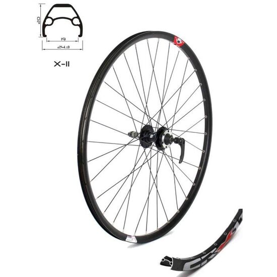 Roata spate CROSSER X11 32H 27.5'' Filet, QR - Frana disc (6 suruburi) cu butuc Joytech D242