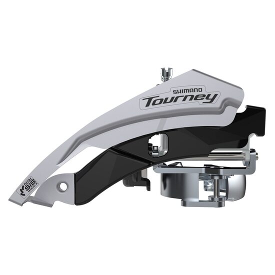 SCHIMBATOR FATA SHIMANO TOURNEY, FD-TY600-L3, PT. 3X6/7/8, TOP-SWING, DUAL-PULL, BAND TYPE(31.8/34.9MM COMPATIBLE), CS-ANGLE:63-66, PT. 42T, CL:47.5/50MM, AMBALAT IND.