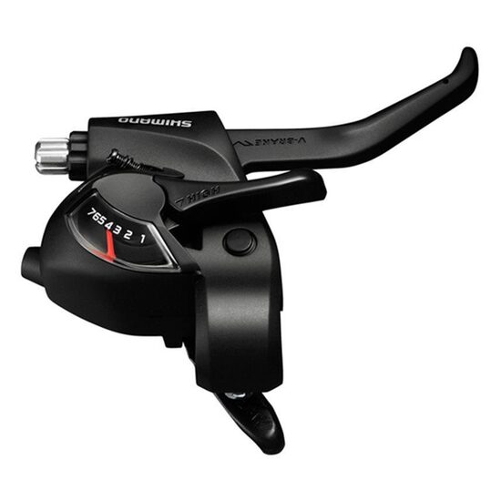 MANETA SCHIMBATOR/FRANA SHIMANO ST-EF41-7R, DREAPTA 7 VIT., CABLU DE SCHIMBATOR 2050MM, 2 DEGETE, PT. V-BRAKE, NEGRU, VRAC