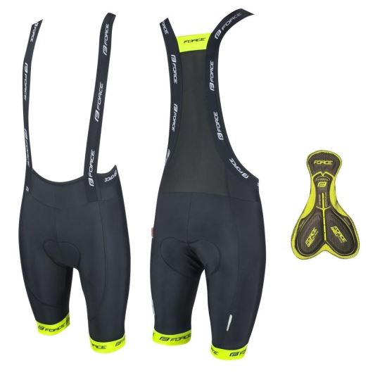 Pantaloni scurti cu bazon si bretele Force B45 negru/fluo 