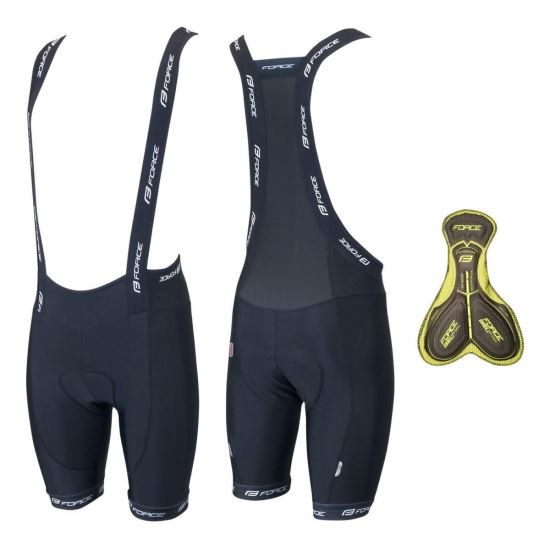 Pantaloni scurti cu bazon si bretele Force B45 negri 