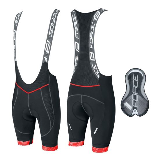 Pantaloni scurti cu bazon si bretele Force F FAME Negru/Rosu 