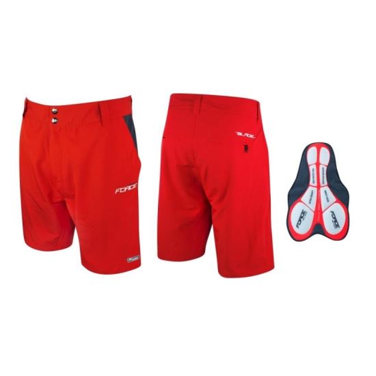 Pantaloni Force Blade MTB cu sub-pantaloni cu bazon rosu 