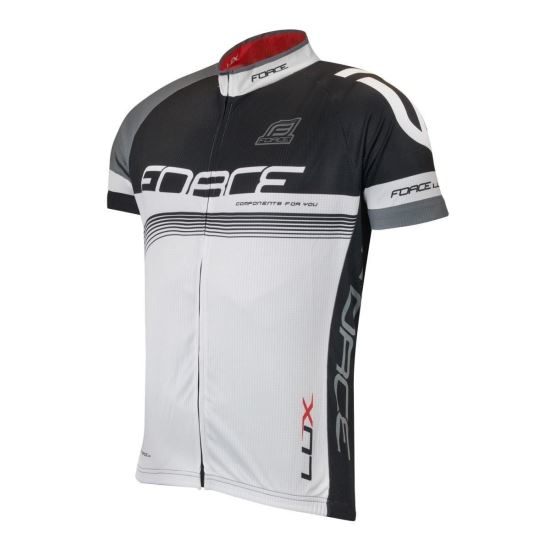 Bluza ciclism Force Lux maneci scurte negru/alb