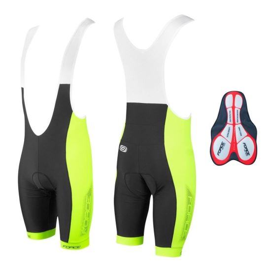 Pantaloni scurti cu bazon si bretele Force B40 negru/fluo 