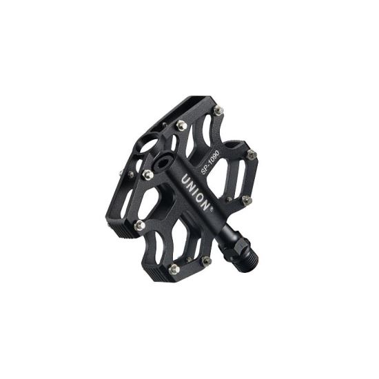 Pedale Union SP-1090 aluminiu extrudat negru + CNC, ax Cr-Mo, platforma, rulmenti capsulati