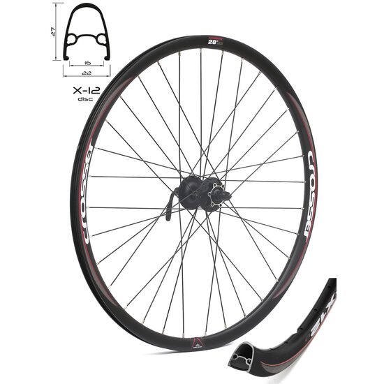 Roata CROSSER X12 32H 28 Fata QR Disc butuc SHIMANO BM475 Negru
