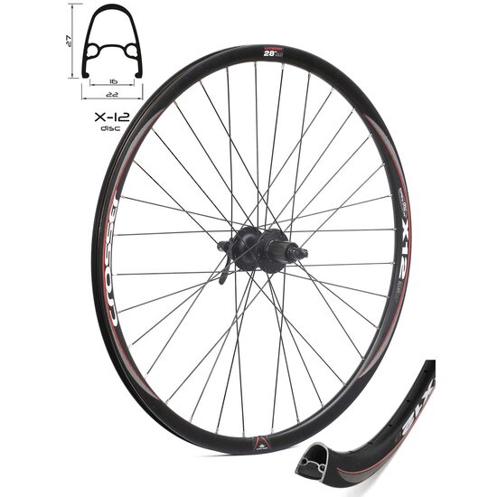 Roata CROSSER X12 32H 28 Spate QR Disc Caseta capsata butuc SHIMANO HM475 Negru