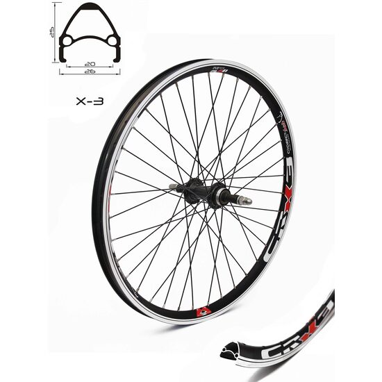 Roata CROSSER X3 36H 24" Fata Piulita Negru