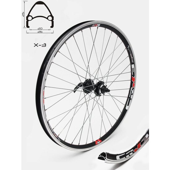 Roata CROSSER X3 36H 26" Fata QR Disc Negru