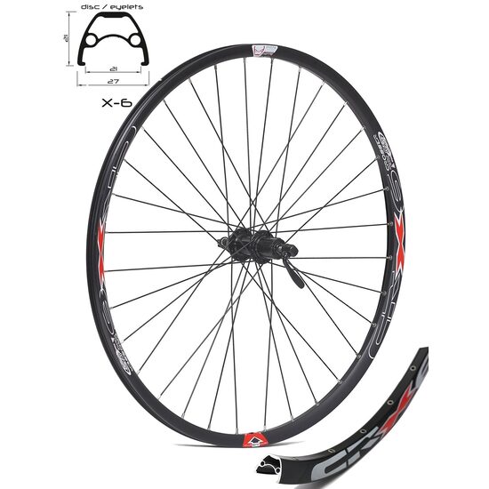 Roata CROSSER X6 32H 28" Spate QR Disc Center Lock Caseta capsata butuc SHIMANO TX505 Negru