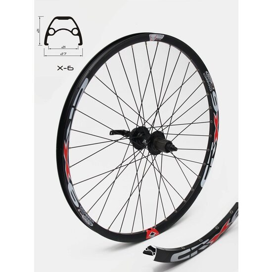 ROATA SPATE CROSSER X6 36H 26'' CASETA, QR - FRANA DISC (6 SURUBURI) CU BUTUC JYD762 - CAPSATA