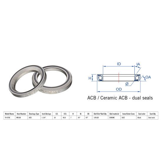 Rulment cuvete FSA TH-970E ACB 45x45 1"1/4 dualS MR168