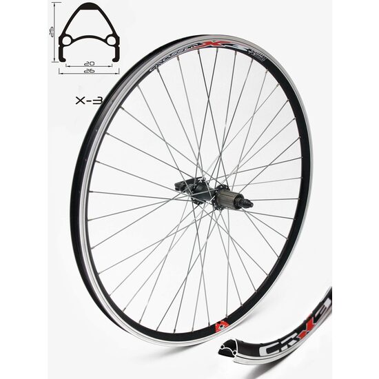 Roata CROSSER X3 36H 28" Spate QR Caseta Negru capsata