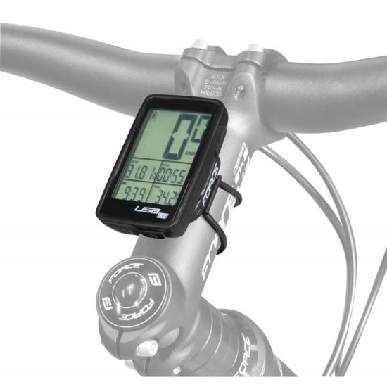 Ciclocomputer Force USB 13F fara fir, negru