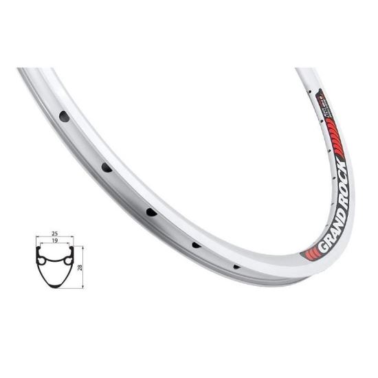 Janta Remerx Grand Rock RBX 3019/V-brake, 622x19, dubla, 36H, pentru valva AV, argintie