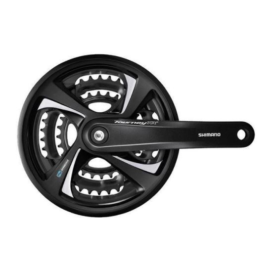 ANGRENAJ PEDALIER SHIMANO TOURNEY FC-TX801, 42X32X22T, BRAT 170MM, PT, 7/8 VIT, PE SPATE, CU CG, COMPATIBIL CHAINCASE, INCL, SURUBURI, NEGRU