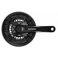 FRONT CHAINWHEEL, FC-TY501, FOR REAR 6/7/8-SPEED, 175MM, 48X38X28T W/CG, W/CRANK FIXING BOLT, BLACK, IND.PACK 48x38x28T, 175mm, negru