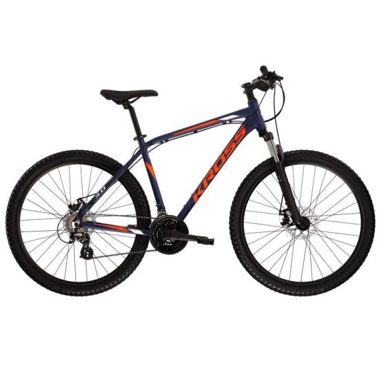Bicicleta MTB Kross Hexagon 3.0 roti 27.5", albastra cu portocaliu