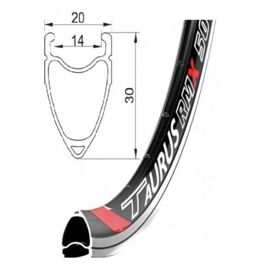 Janta Remerx Taurus RX 5014/V-brake, 622x14, dubla, 28H, pentru valva FV, neagra