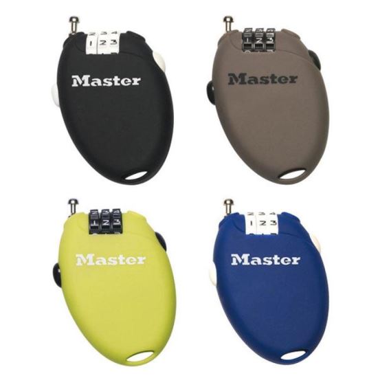 MASTER LOCK Cablu anfifurt, retractabil cu cifru, 0,7mx2mm