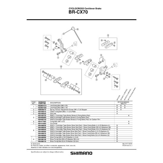 SABOTI DE FRANA SHIMANO BR-CX70 R55C+1