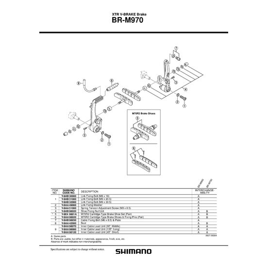 SABOTI DE FRANA SHIMANO BR-M970 M70R2 