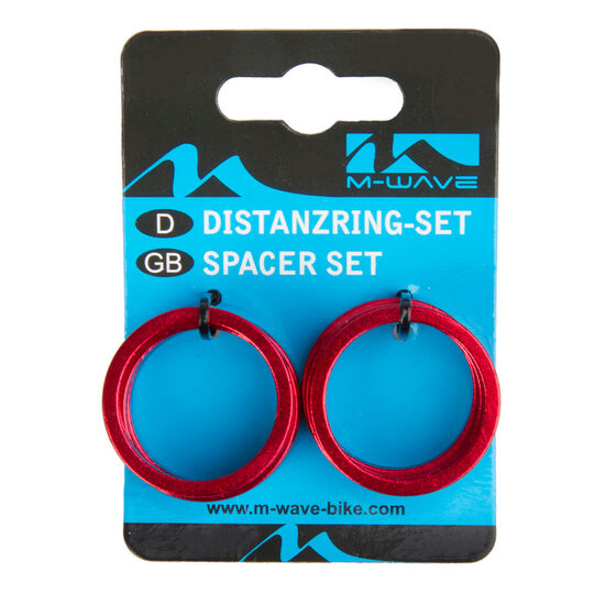 Distantieri Aluminiu  5 mm(6buc) M-WAVE RIO SPACER 1.1/8” Rosu Anodizat