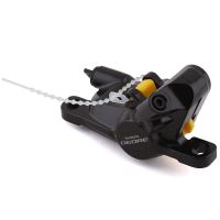 ETRIER FRANA PE DISC SHIMANO DEORE BR-M6000, HIDRAULICA, FATA SAU SPATE, FARA ADAPTOR, PT. POST MOUNT, PLACUTE RESIN G02 (FARA ARIPIOARE DE RACIRE), NEGRU, AMBALAT IND.